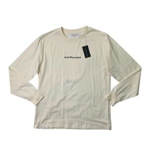 Seek Discomfort Shirt Mens S Small Bone White Organic Cotton Crew Long Sleeve